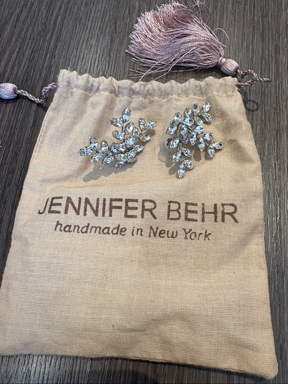 Jennifer Behr Silver Crystal Leaf Cluster Earrings